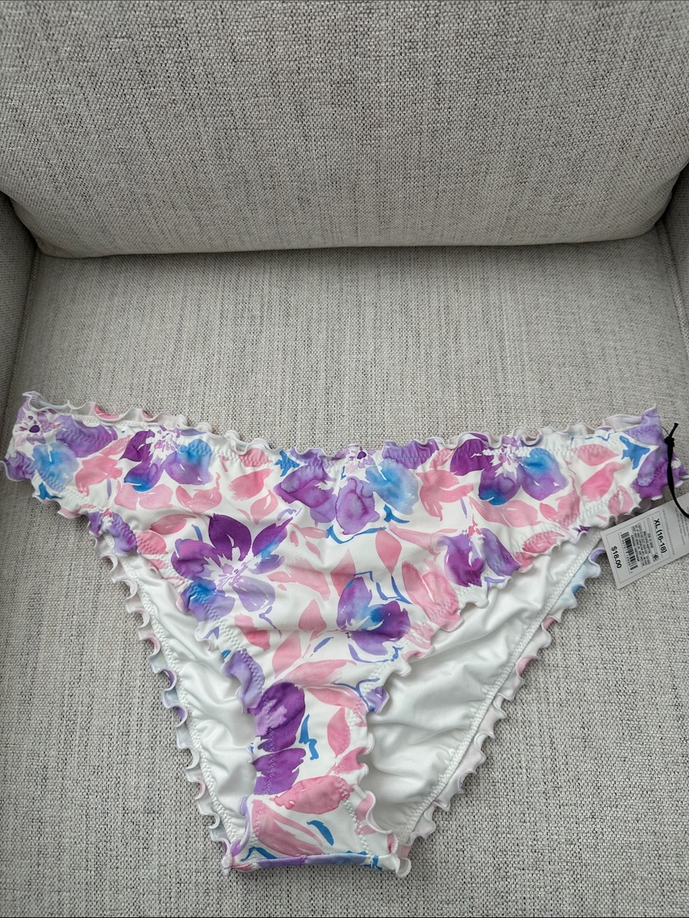 Shade & Shore Floral Bikini Bottoms in White, Pink & Purple